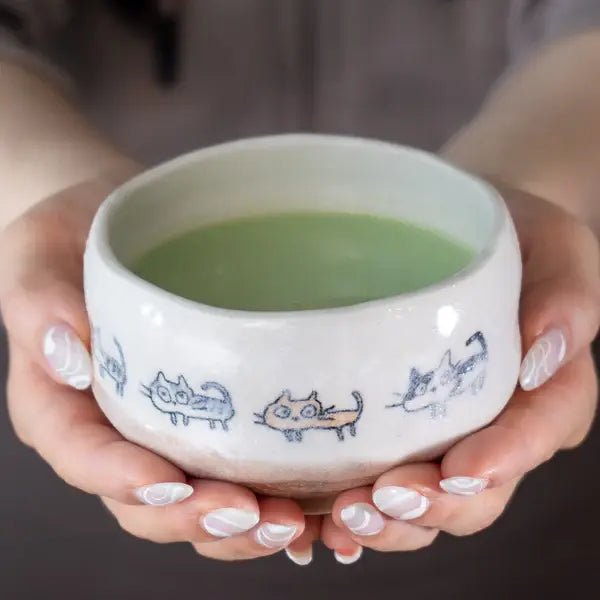 Neko Cats Mini Matcha Bowl 8oz 3.75"D x 1.5"H Porcelain