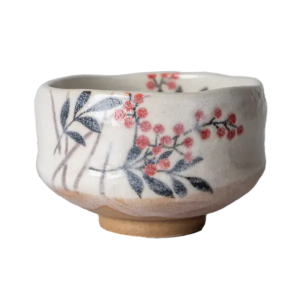 Nanten Red Berries Mini Matcha Bowl 8oz 3.75"D x 1.5"H Porce